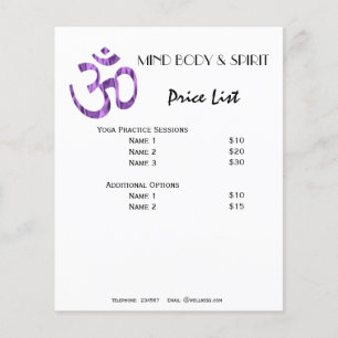 Aum Yoga pris lista A5-flygare Flygblad