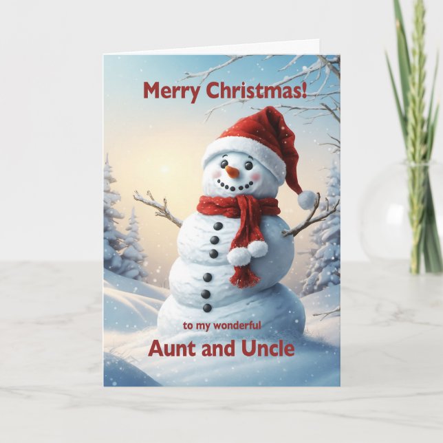 Aung och farbror jul Snögubbe Helgkort (Framsida)