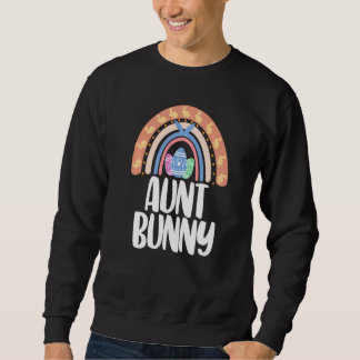 Aunt Bunny Easter Rainbow Love Funny Women Easter  Lång Ärmad Tröja