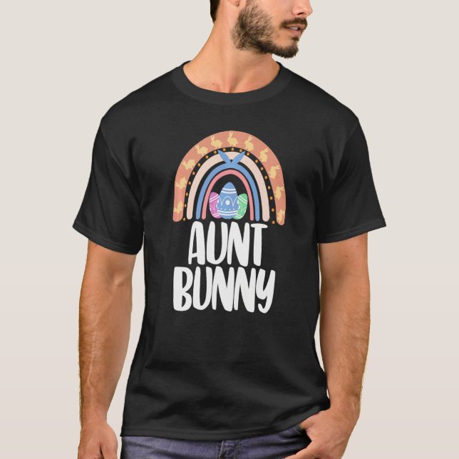 Aunt Bunny Easter Rainbow Love Funny Women Easter  T Shirt (Framsida)