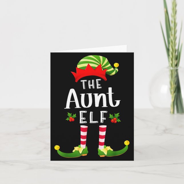 Aunt Christmas Elf Matching Pajama X-mas Party  Kort (Framsida)