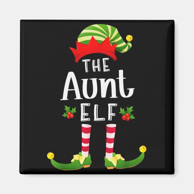 Aunt Christmas Elf Matching Pajama X-mas Party  Magnet (Framsidan)
