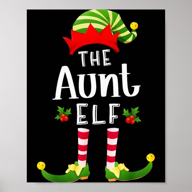Aunt Christmas Elf Matching Pajama X-mas Party  Poster (Framsidan)