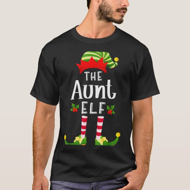Aunt Christmas Elf Matching Pajama X-mas Party  T Shirt (Framsida)