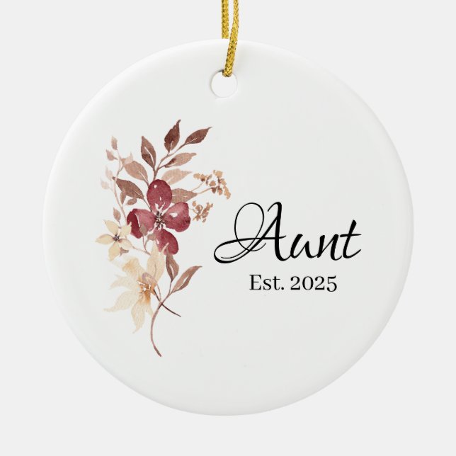 Aunt Est. Year – Established Aunt Milestone Julgransprydnad Keramik (Framsidan)