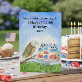 Aunt July 4th Birthday Bald Eagle Patriotic Kort