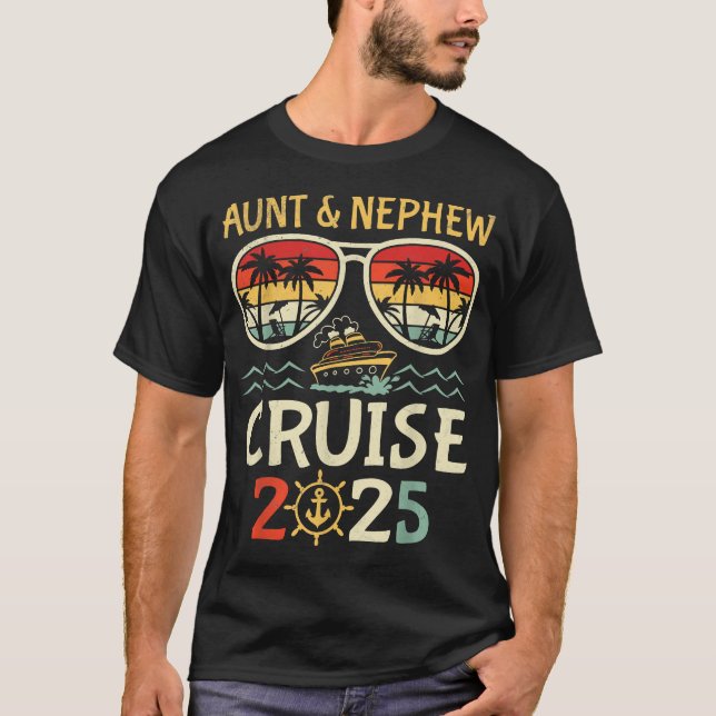 Aunt  Nephew Cruise 2025 Tropical Vacation  T Shirt (Framsida)