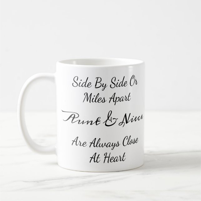 Aunt & Niece Quote – Side By Side or Miles Apart Kaffemugg (Vänster)