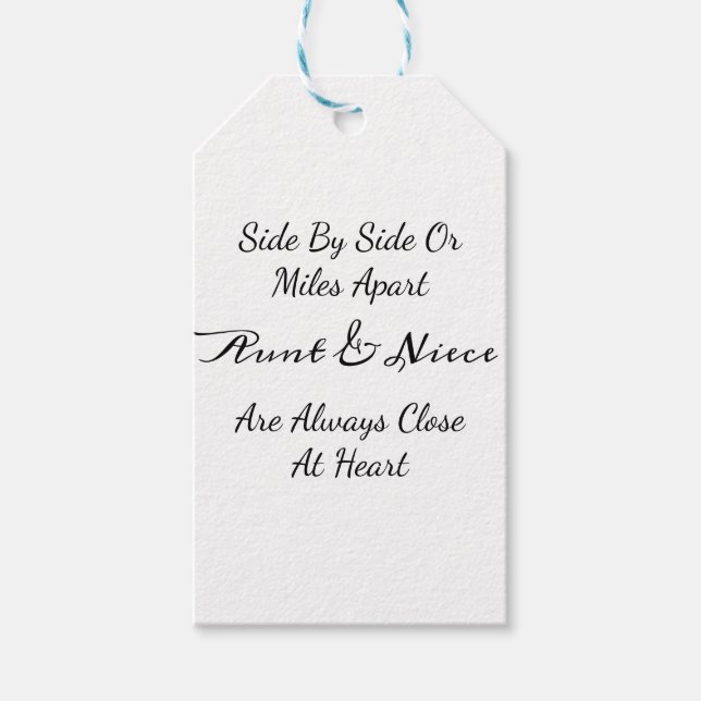 Aunt & Niece Quote – Side By Side or Miles Apart Presentetikett (Framsidan)