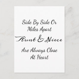Aunt & Niece Quote – Side By Side or Miles Apart Vykort