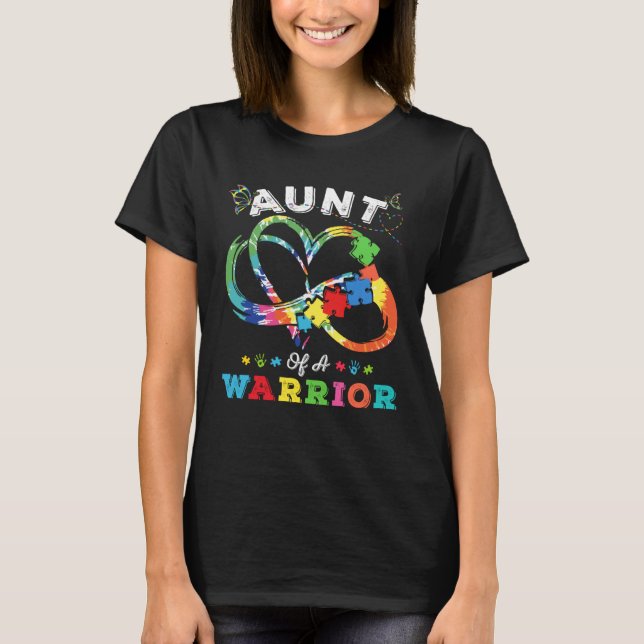 Aunt Of A Warrior Autism Awareness Love Puzzle Tie T Shirt (Framsida)