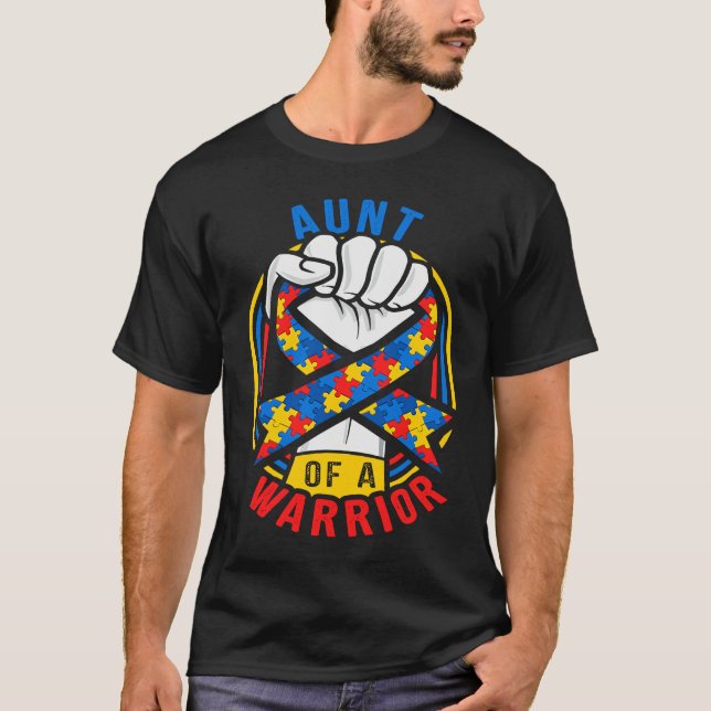 Aunt of a Warrior Autism Awareness Matching T Shirt (Framsida)