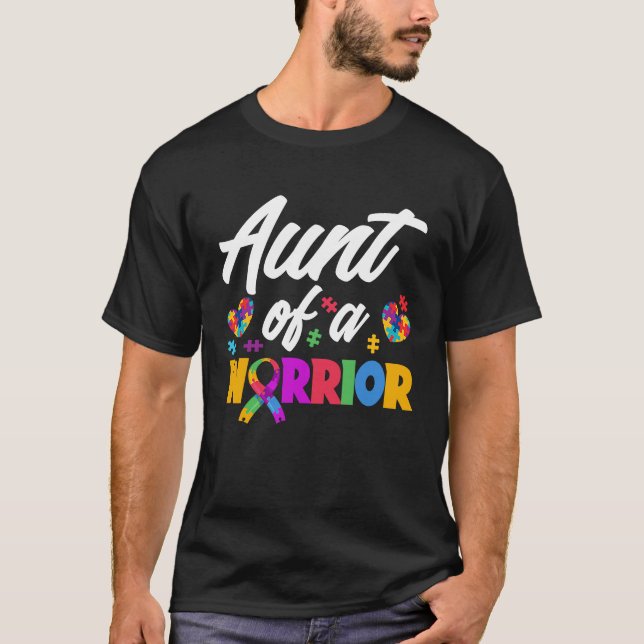 Aunt Of A Warrior Autistic Niece Nephew Proud Auti T Shirt (Framsida)