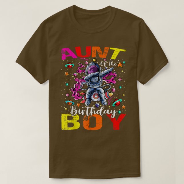 Aunt Of The Birthday Boy Astronaut Boy Space Theme T Shirt (Design framsida)