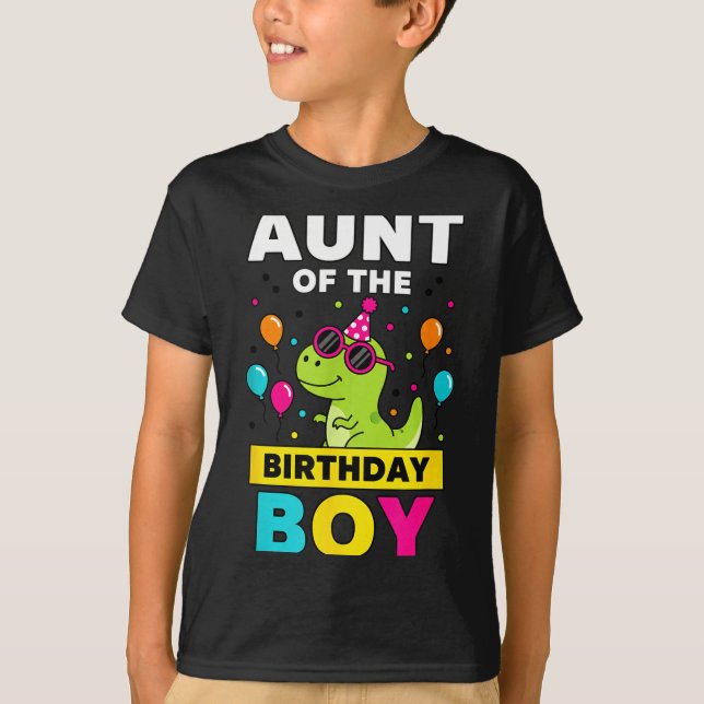 Aunt Of The Birthday Boy Dinosaur Party  T Shirt (Framsida)