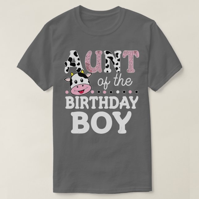 Aunt of The Birthday Boy Shirt Farm Cow Mommy Mama T Shirt (Design framsida)