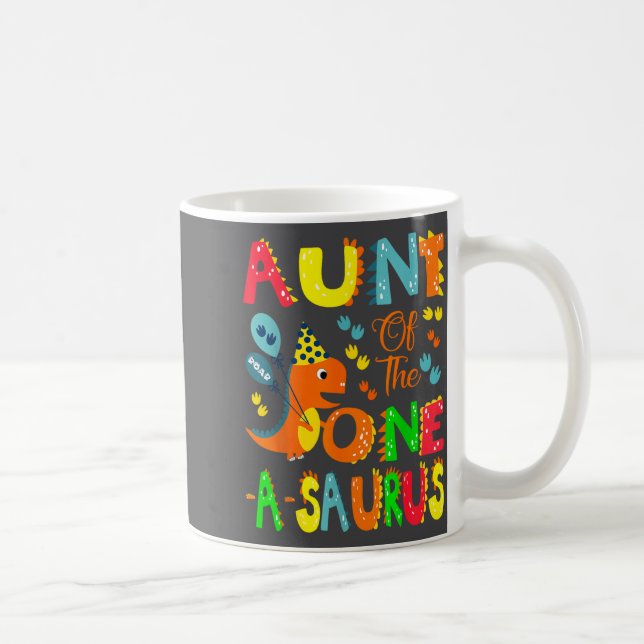 Aunt Of The One-a-saurus 1st Birthday Boy Dinosaur Kaffemugg (Höger)