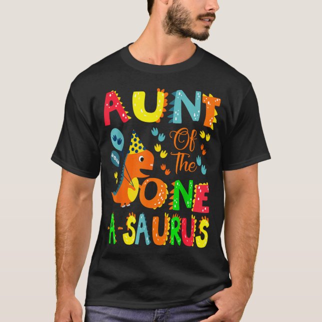 Aunt Of The One-a-saurus 1st Birthday Boy Dinosaur T Shirt (Framsida)