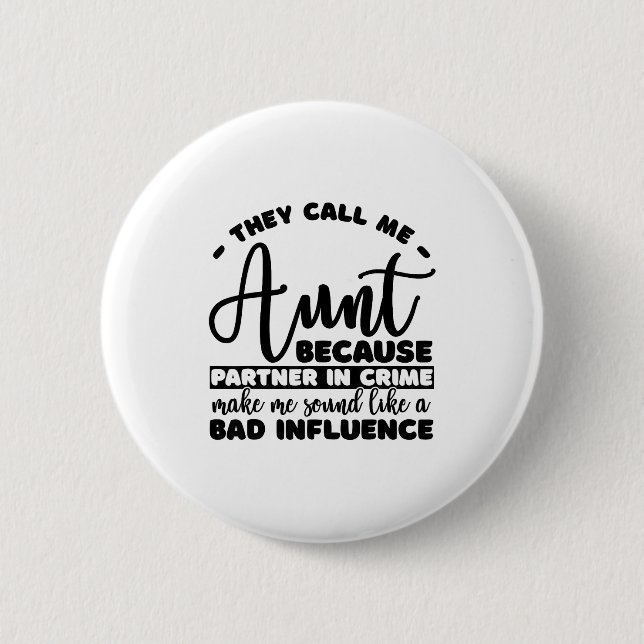 Aunt Partner In Crime Shirt Aunt Tee Shirts Sarcas Knapp (Framsida)