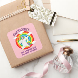 Aunticorn som ett normalt Moster men mer Fantastis Fyrkantigt Klistermärke