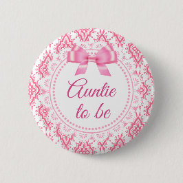 Auntie att bli Rosa Bow Lacey Baby Shower Button Knapp