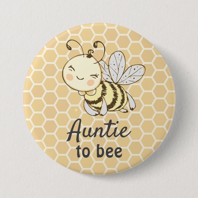 Auntie att vara Moster Gult Bumblebee Bee Baby Sho Knapp (Framsida)