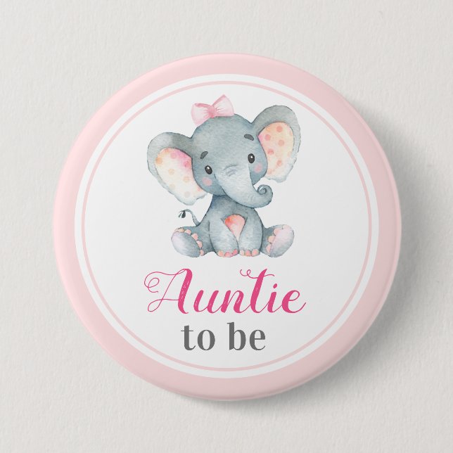 Auntie att vara New Moster Flicka Shower Elephant Knapp (Framsida)