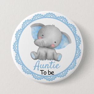 Auntie att vara New Moster Pojke Shower Elephant Knapp