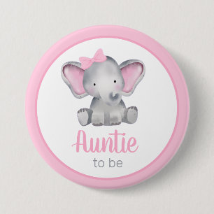 Auntie att vara Rosa Elephant Girl Baby Shower Knapp
