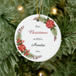 Auntie Baby Photo First Blommigt Julgransprydnad Keramik