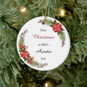 Auntie Baby Photo First Blommigt Julgransprydnad Keramik