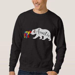Auntie Bear Autism Awareness Month Women Niec Lång Ärmad Tröja