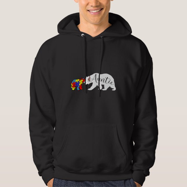 Auntie Bear Autism Awareness Moster Hoodie (Framsida)