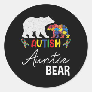 Auntie Bear Autism Awareness Moster Women Gift Runt Klistermärke