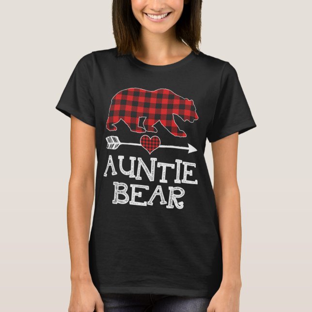 Auntie Bear jul jul Pajama Red Play Buffalo Fam T Shirt (Framsida)
