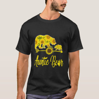 Auntie Bear Sunblommatchning Family Mor Fathe T Shirt
