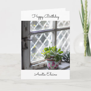 Auntie Birthday Söt Plant i Windows Kort