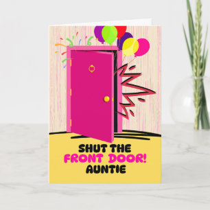 Auntie Birthday Stäng Front Door Kort