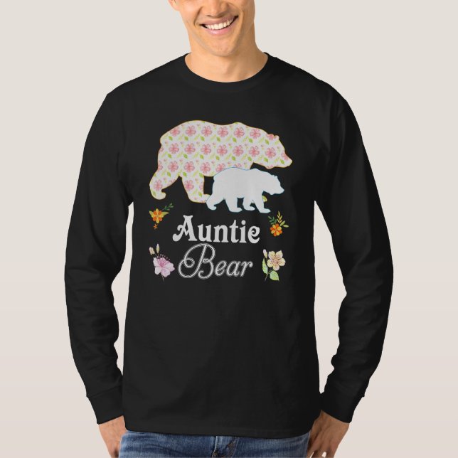 Auntie Blommigt Flower Bear Cute Family Mamma Gran T Shirt (Framsida)