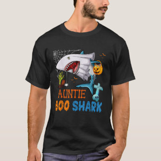 Auntie Boo Shark Halloween Shark Costume Ghost Wit T Shirt