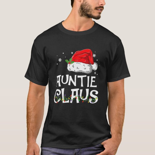 Auntie Claus jul-familjen Pajama Matching Julafton T Shirt (Framsida)