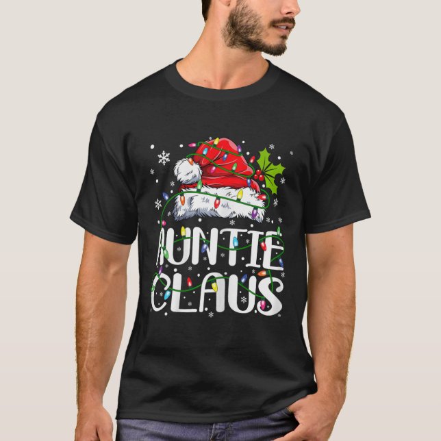 Auntie Claus jul Ljus Pajama Family Matchi T Shirt (Framsida)