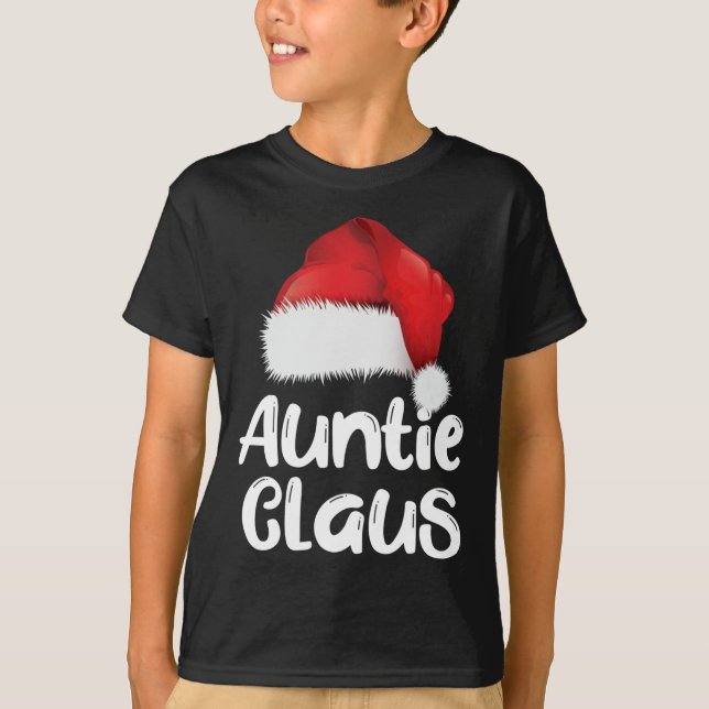 Auntie Claus julfamilj Matching Santa Hat P T Shirt (Framsida)