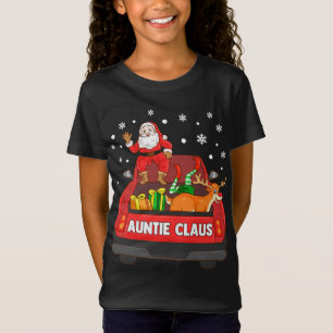 Auntie Claus Red Lastbil Santa Reindeer Elf Christ T Shirt