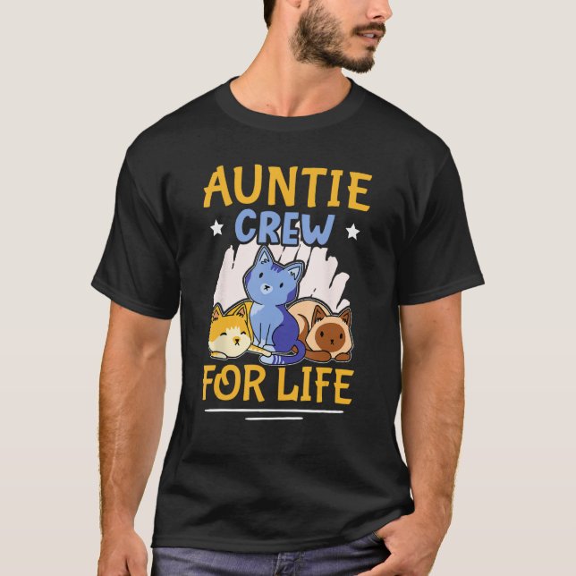 Auntie Crew For Life With Cats For Girls T Shirt (Framsida)