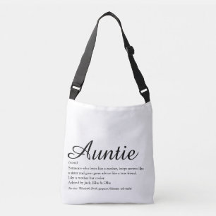 Auntie Definition Citat Chic Skrift Typografisk Axelväska