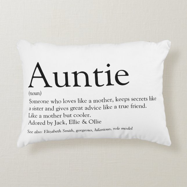 Auntie Definition Say Black and White Prydnadskudde (Framsidan)