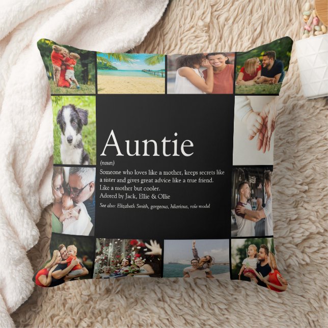 Auntie Definition Saying Foto Collage Stor Kudde (Filt)