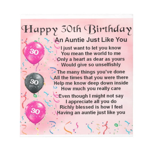 Auntie Dikt 30års födelsedag Anteckningsblock (Framsida)