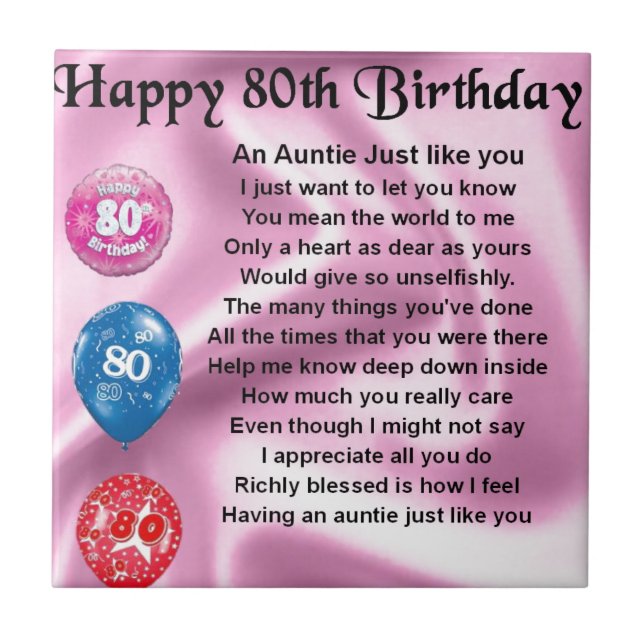 Auntie Dikt - 80th födelsedag Kakelplatta (Framsidan)